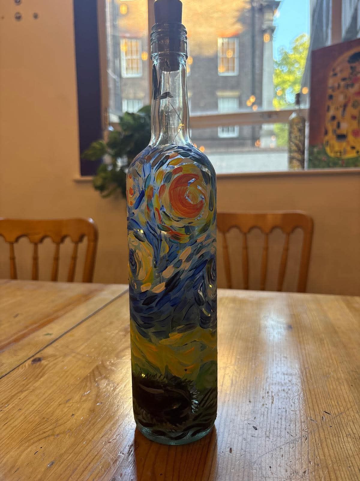 Starry night bottle painting